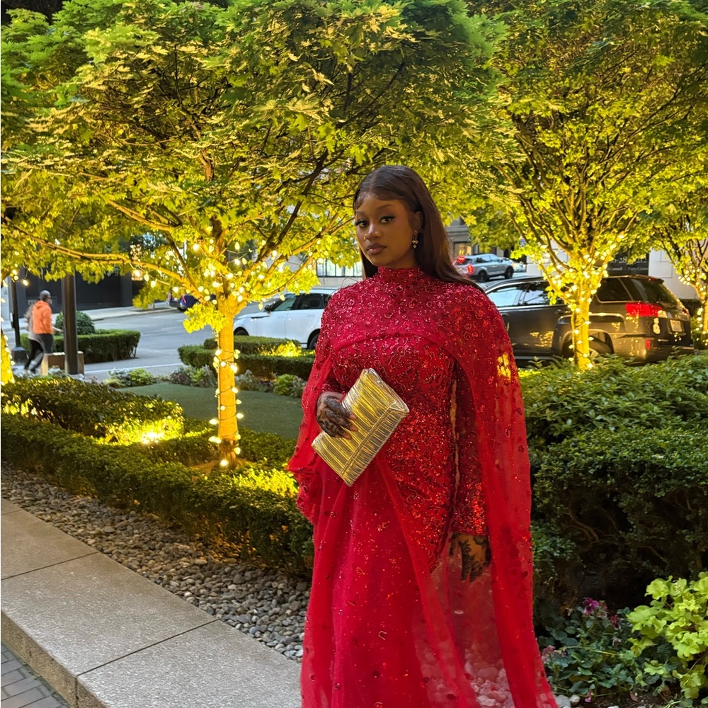 Elegant Red Long Sleeve Dress